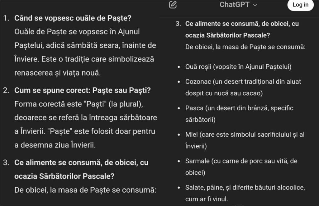 Explorist întreabă, ChatGPT răspunde Când se vopsesc ouăle de Paște