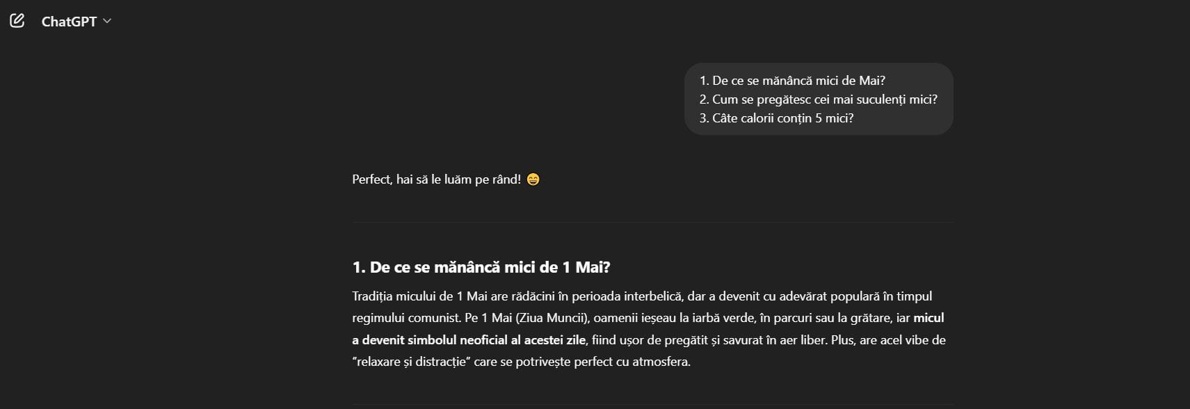 Explorist întreabă, ChatGPT răspunde: De ce se mănâncă mici de 1 Mai?