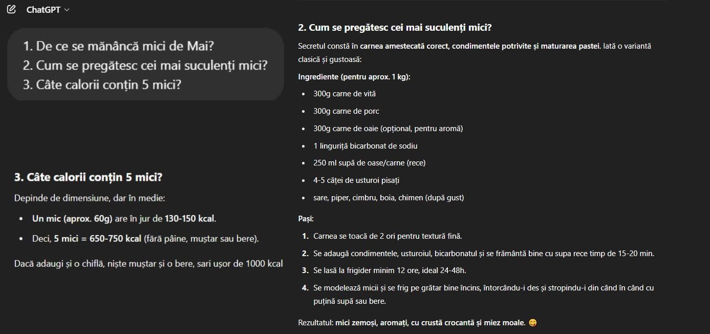 Explorist întreabă, ChatGPT răspunde: De ce se mănâncă mici de 1 Mai?
