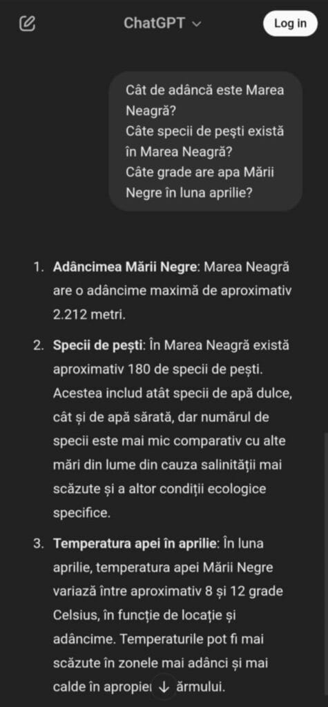 Explorist întreabă, ChatGPT răspunde: Cât de adâncă este Marea Neagră?